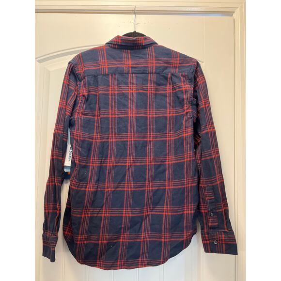 NWT Old Navy Men’s Regular Fit Flannel Collar Button Front Shirt Size S Blue Red - Picture 5 of 5